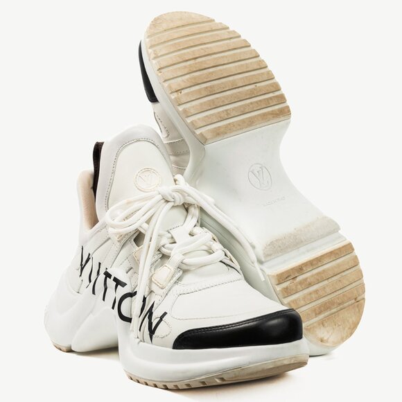Louis Vuitton Archlight White & Black Signature Chunky Sneakers - Picture 4 of 14